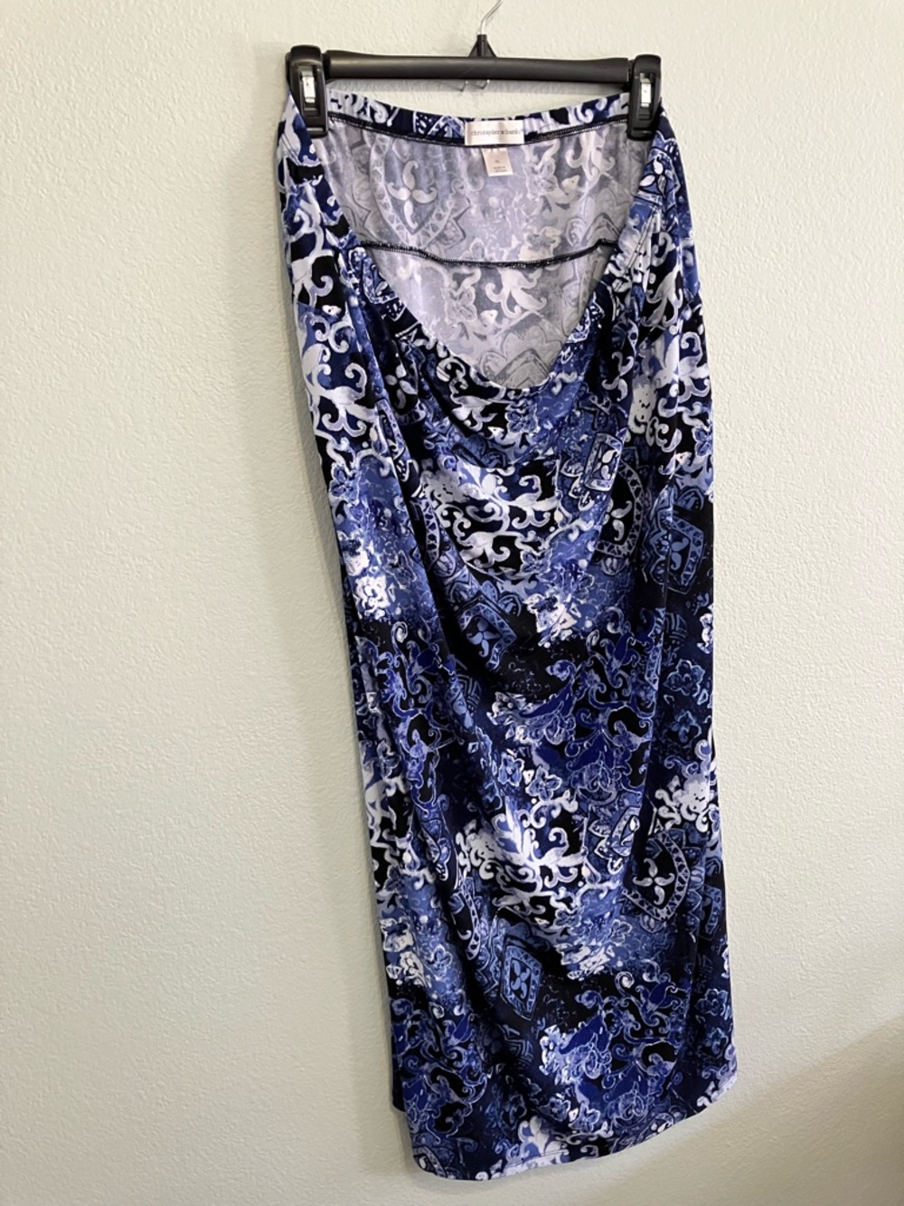 Christopher & Banks Maxi Blue and White Skirt